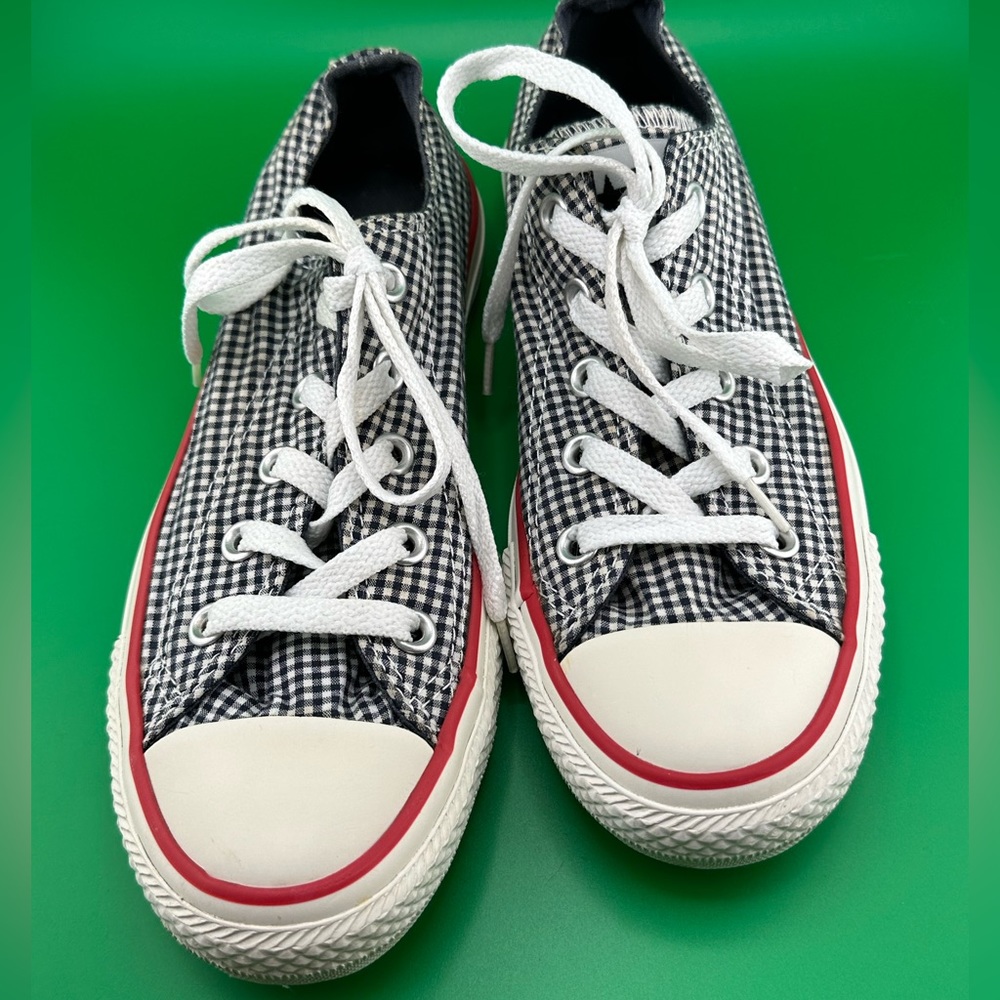 Rare Converse All Star Low Top Blue Gingham Sneakers Unisex Women 6 Men 4